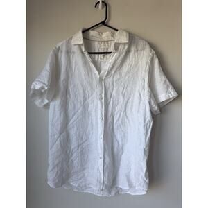 Porter and Ash Shirt Womens L White 100% Linen Hawaiian Camp Button Up Beach